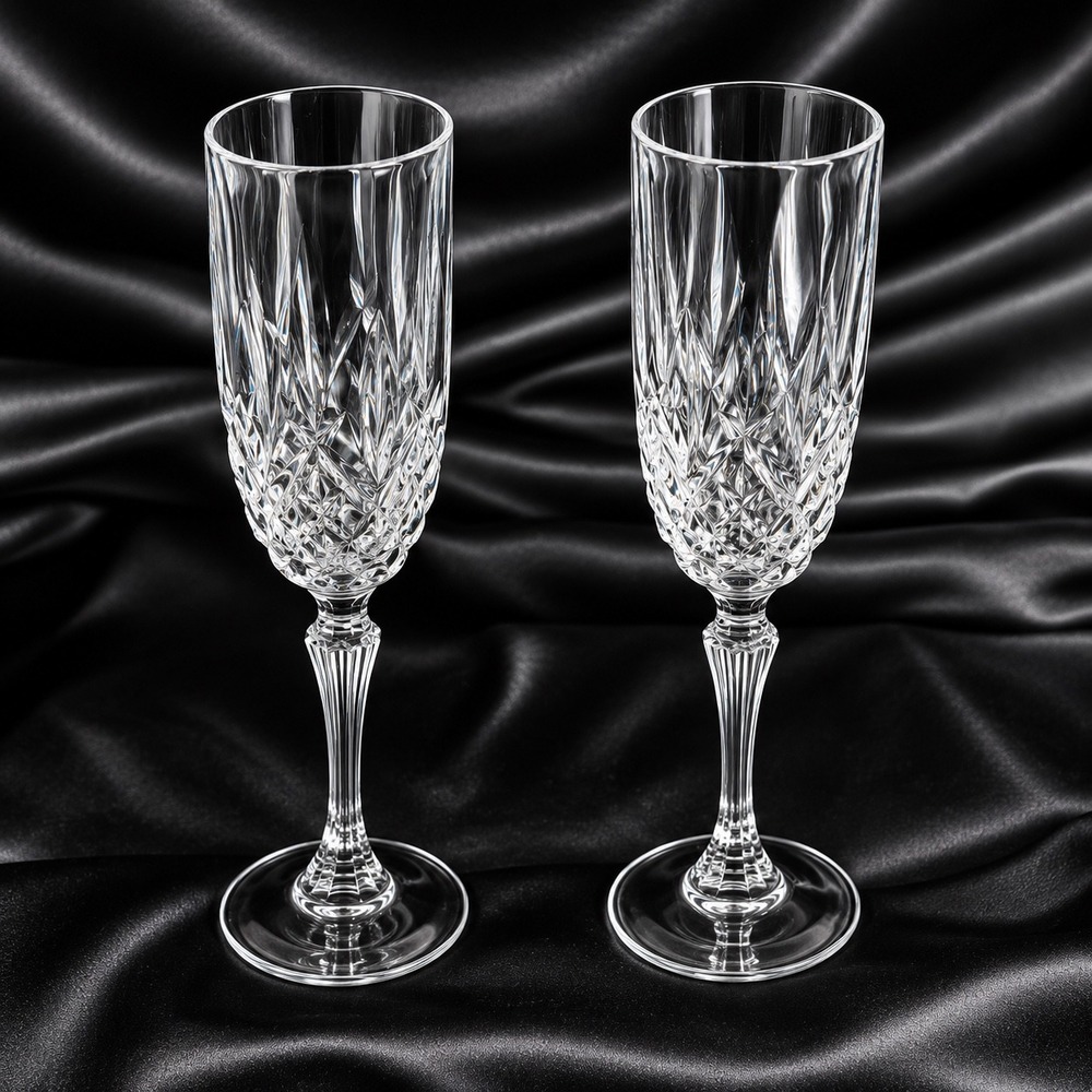 Marquis by Waterford Markham Champagne Flutes Set of 2 Crystal Glass 9 3/8 Inch